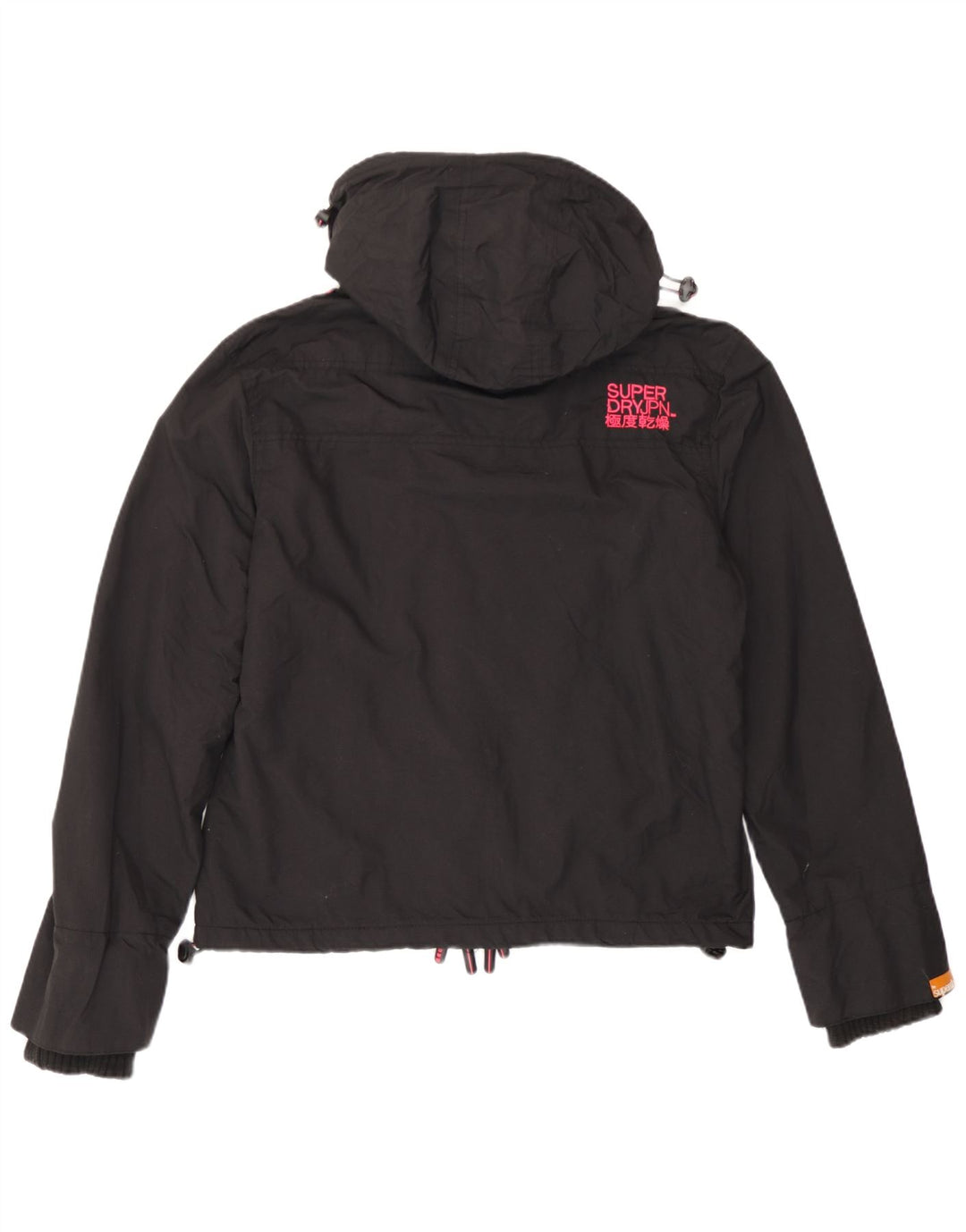 Superdry Veste coupe-vent à capuche pour femme UK 14 Large Noir Nylon