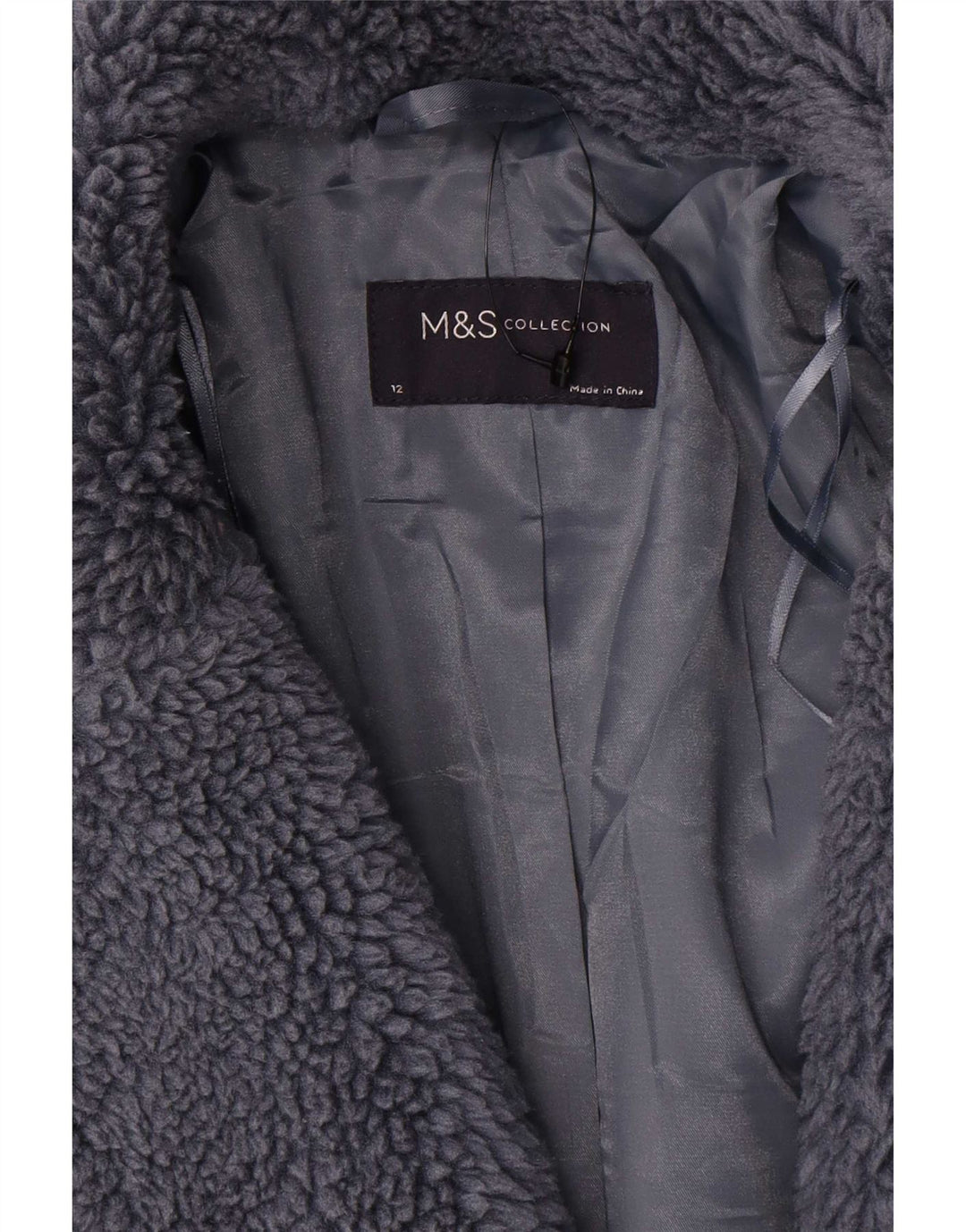 Marks & Spencer Manteau surdimensionné en fausse fourrure pour femme UK 12 Gris moyen