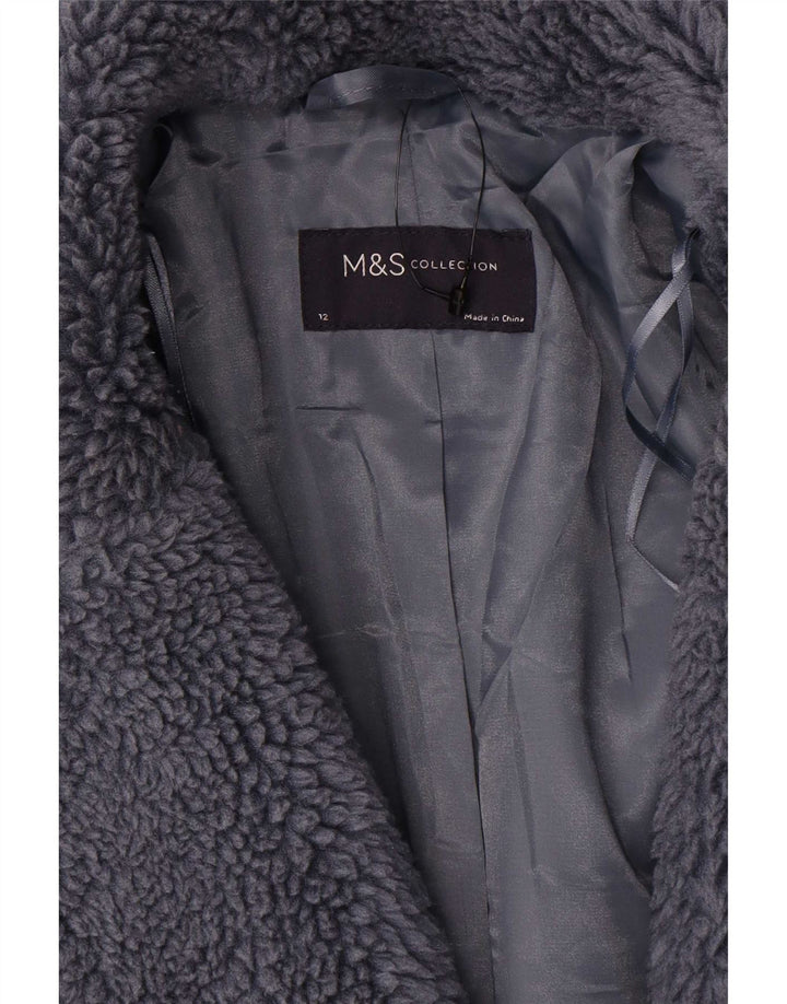 Marks & Spencer Manteau surdimensionné en fausse fourrure pour femme UK 12 Gris moyen
