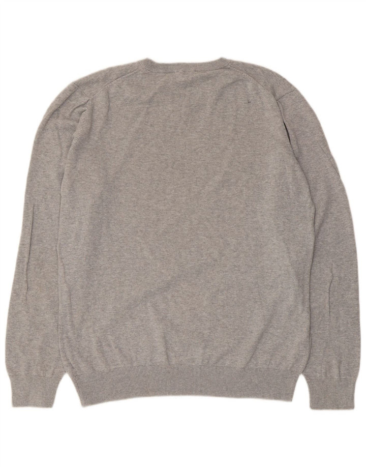 Crew Clothing Pull col V pour homme en coton gris Taille L