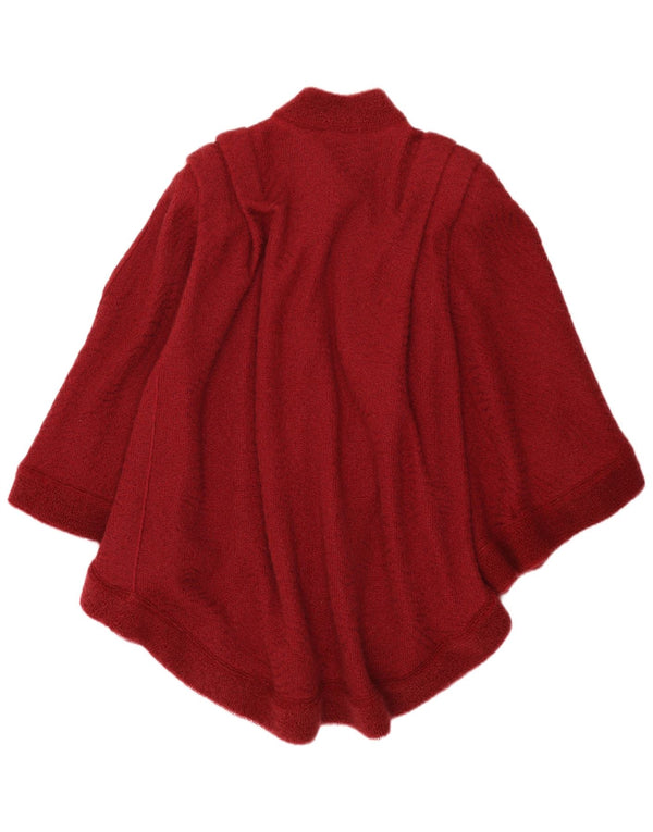 vintage Femme Poncho Cardigan Pull IT 44 Viscose Bourgogne Moyenne
