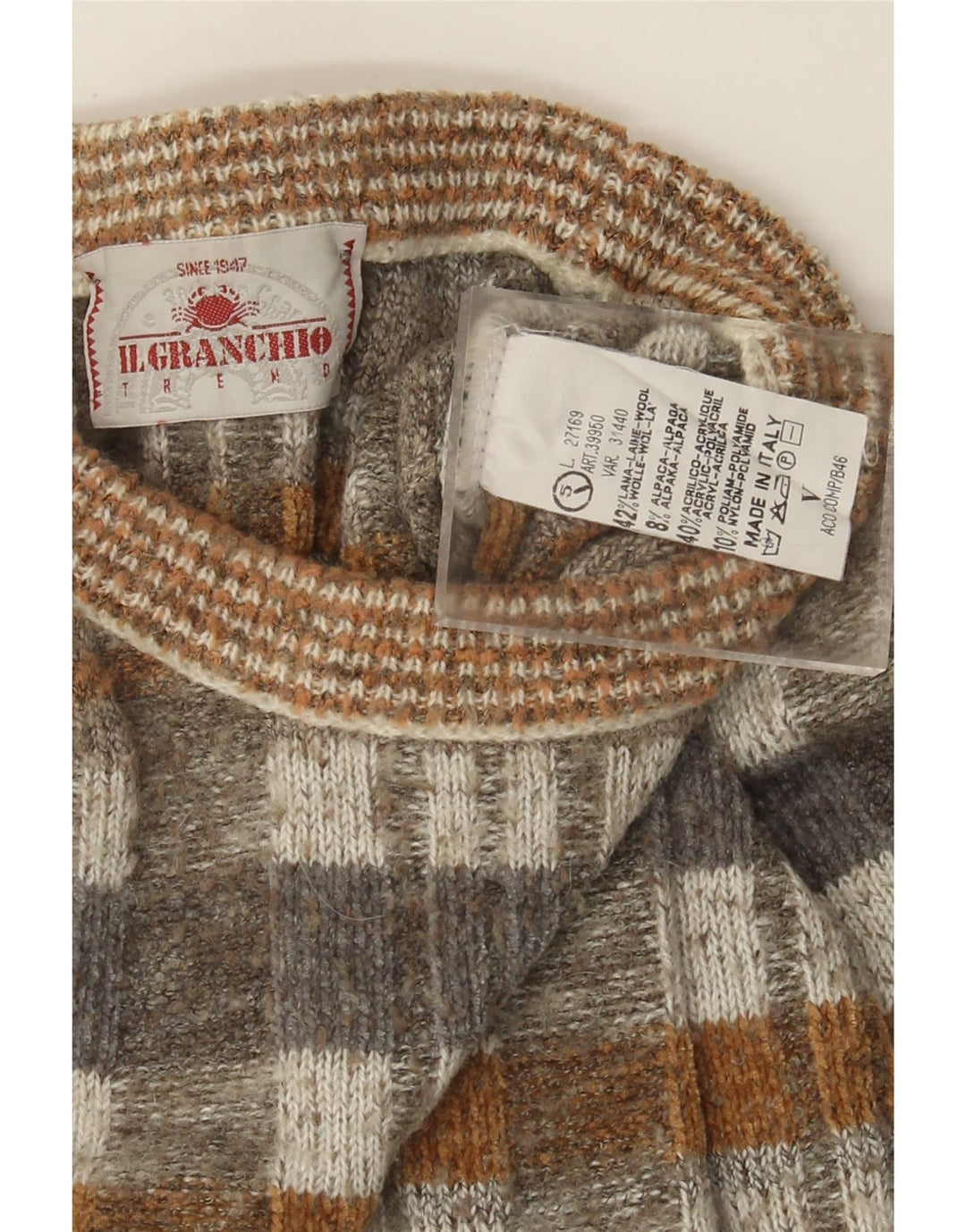 Il Granchio Pull à col rond pour homme en laine marron