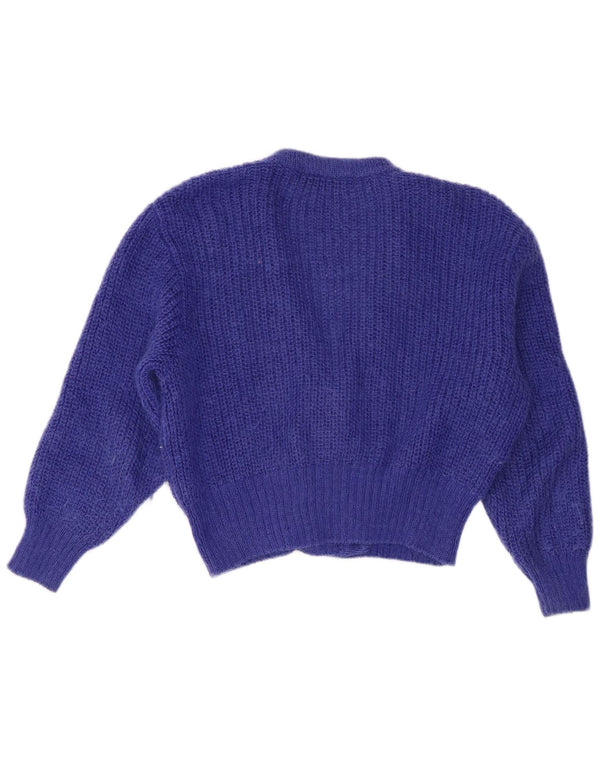 St Michael Pull Cardigan Femme UK 12/14 Bleu Moyen Mohair