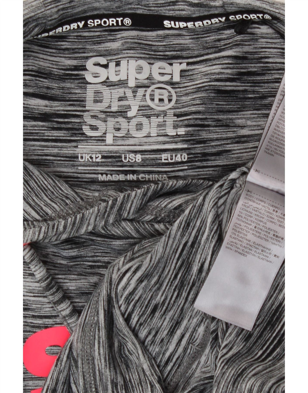 Superdry Pull à capuche graphique pour femme UK 12 Polyester moucheté gris moyen