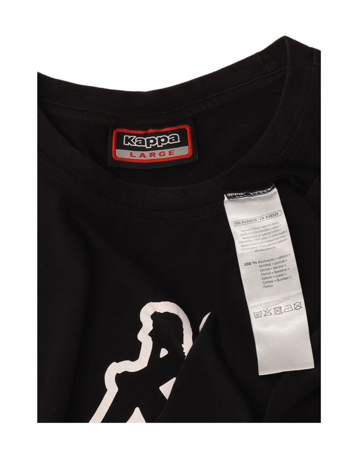 Kappa Mens Graphic T-Shirt Top Large Noir Coton