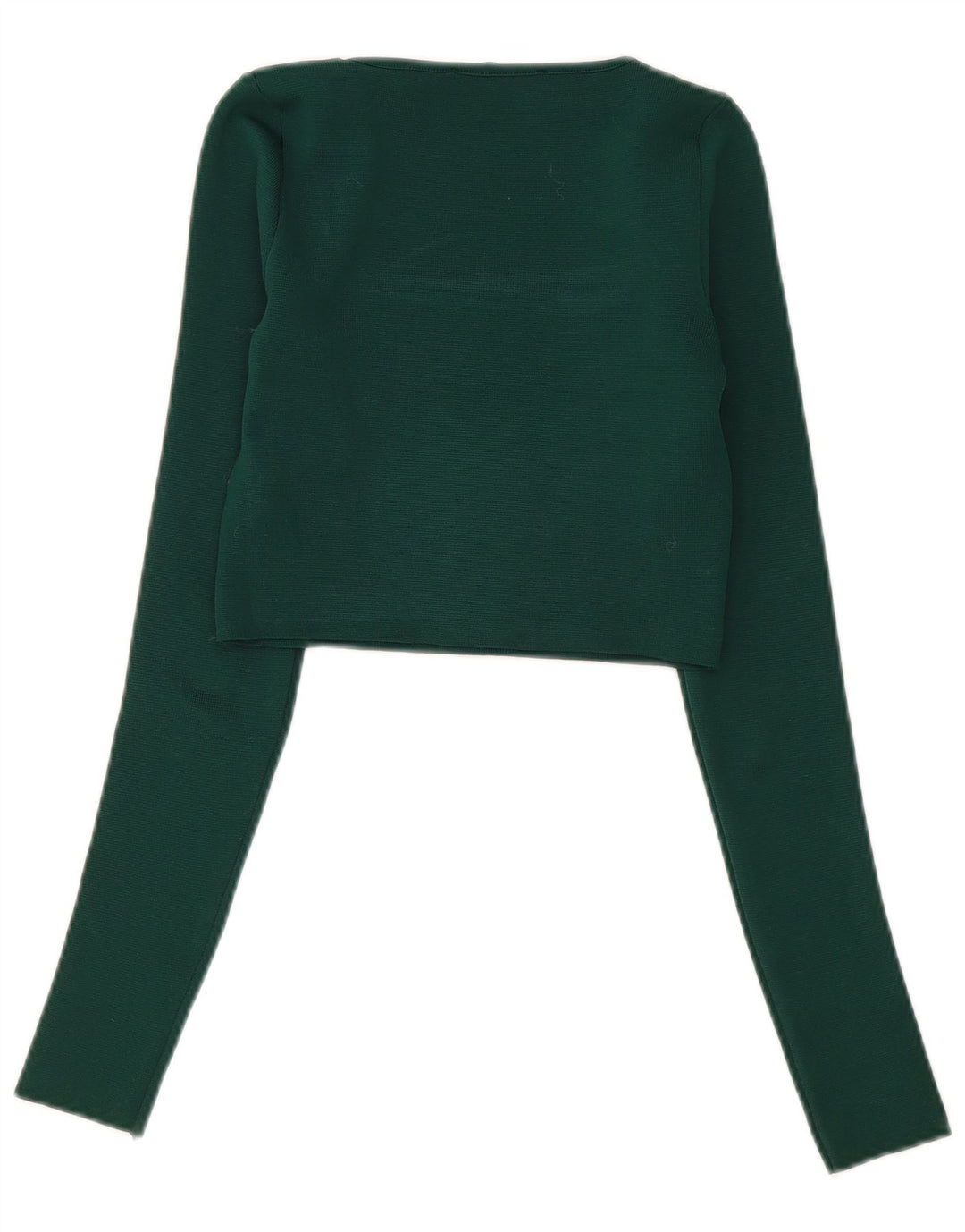 Zara Femme Crop Top Manches Longues UK 8 Petit Vert Polyester