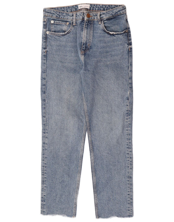 Zara Jean court taille haute pour femme EU 40 Medium W30 L26 Bleu Coton