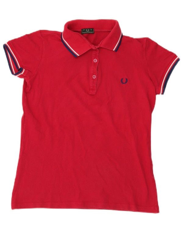 Fred Perry Polo Femme UK 14 Large Rouge