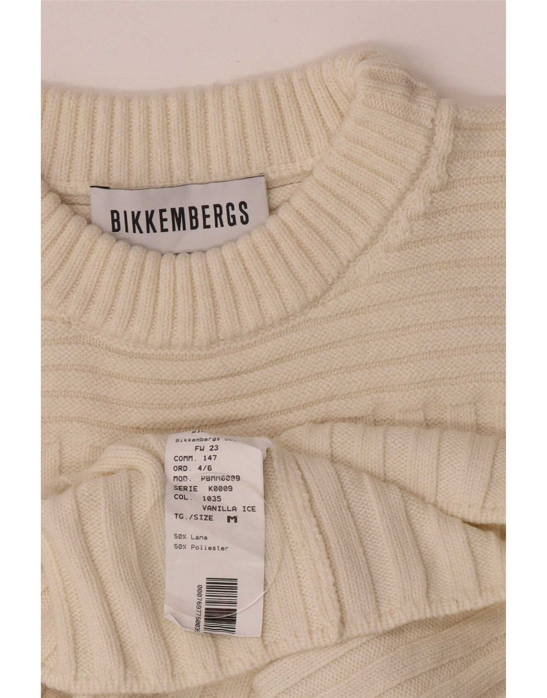 Bikkembergs Pull à col rond pour femme UK 12 Medium Off White