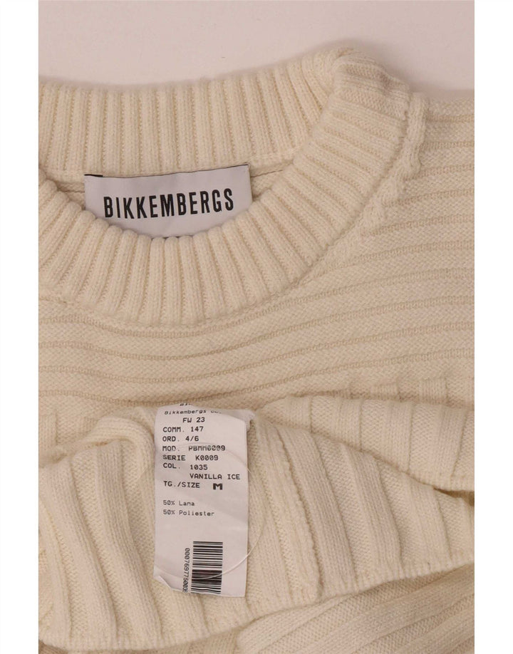 Bikkembergs Pull à col rond pour femme UK 12 Medium Off White