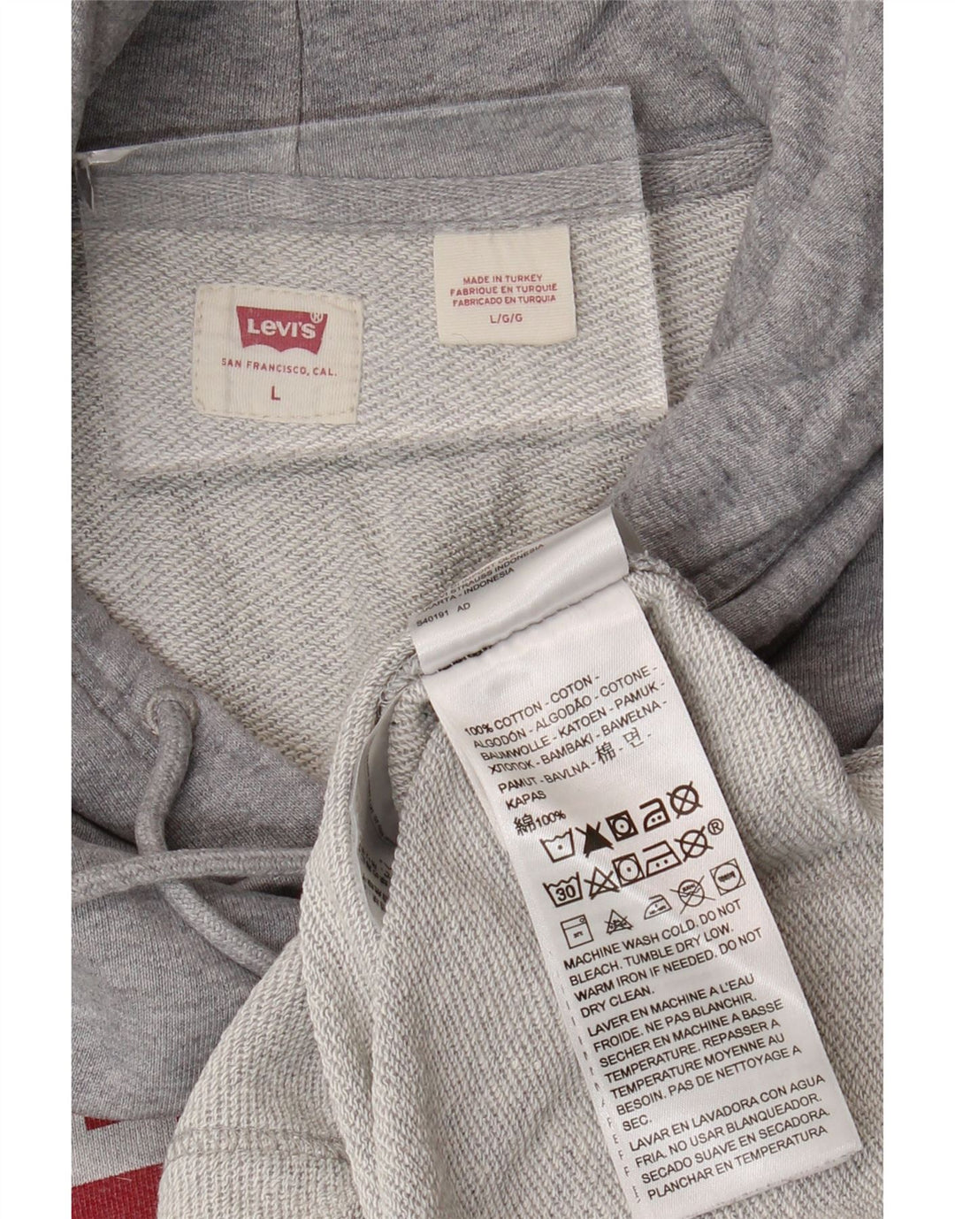 Levi's Pull à Capuche Graphique Homme Gris Coton Large