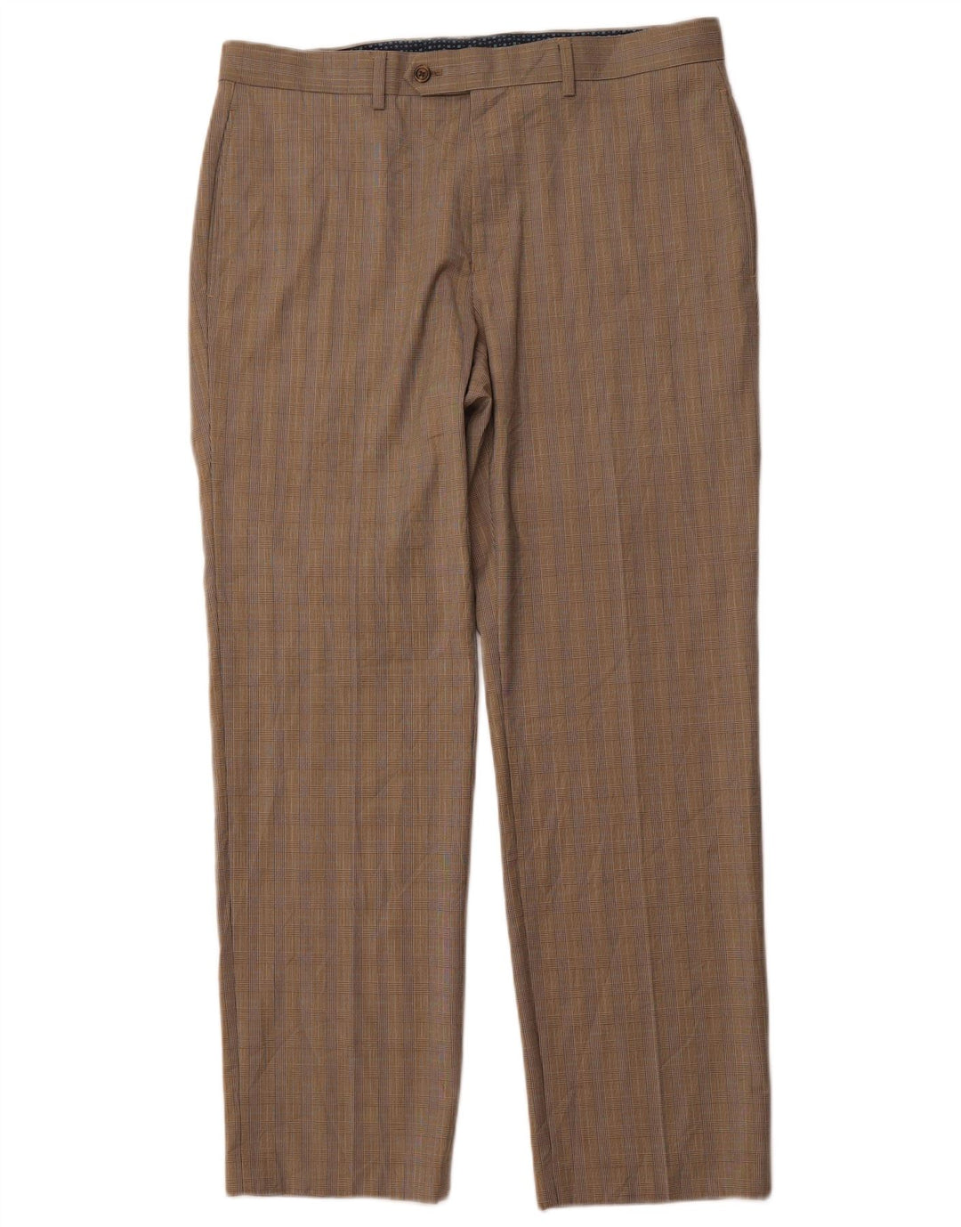 POLO RALPH LAUREN Pantalon de Costume Droit Homme W34 L30 Pied de Poule Marron