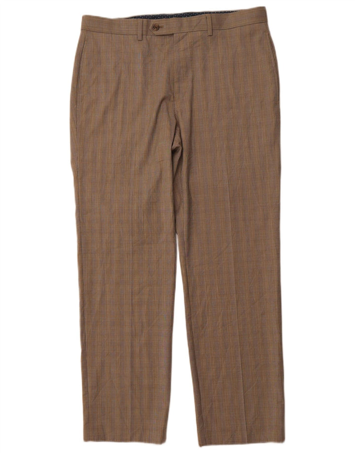 POLO RALPH LAUREN Pantalon de Costume Droit Homme W34 L30 Pied de Poule Marron