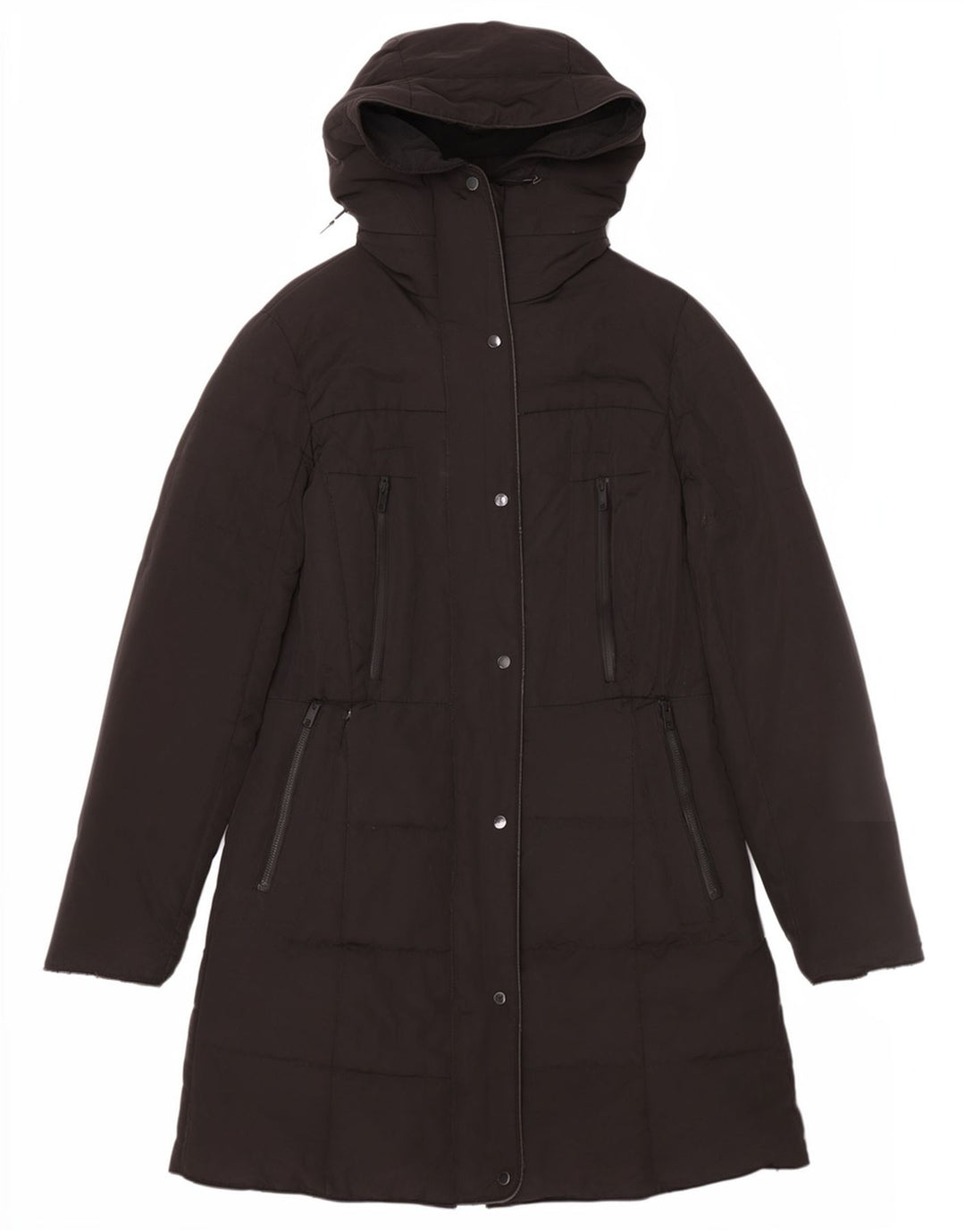 Zara Manteau rembourré à capuche pour femme UK 14 Medium Noir