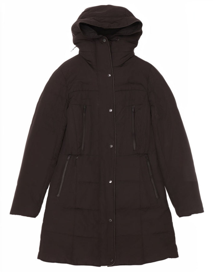 Zara Manteau rembourré à capuche pour femme UK 14 Medium Noir