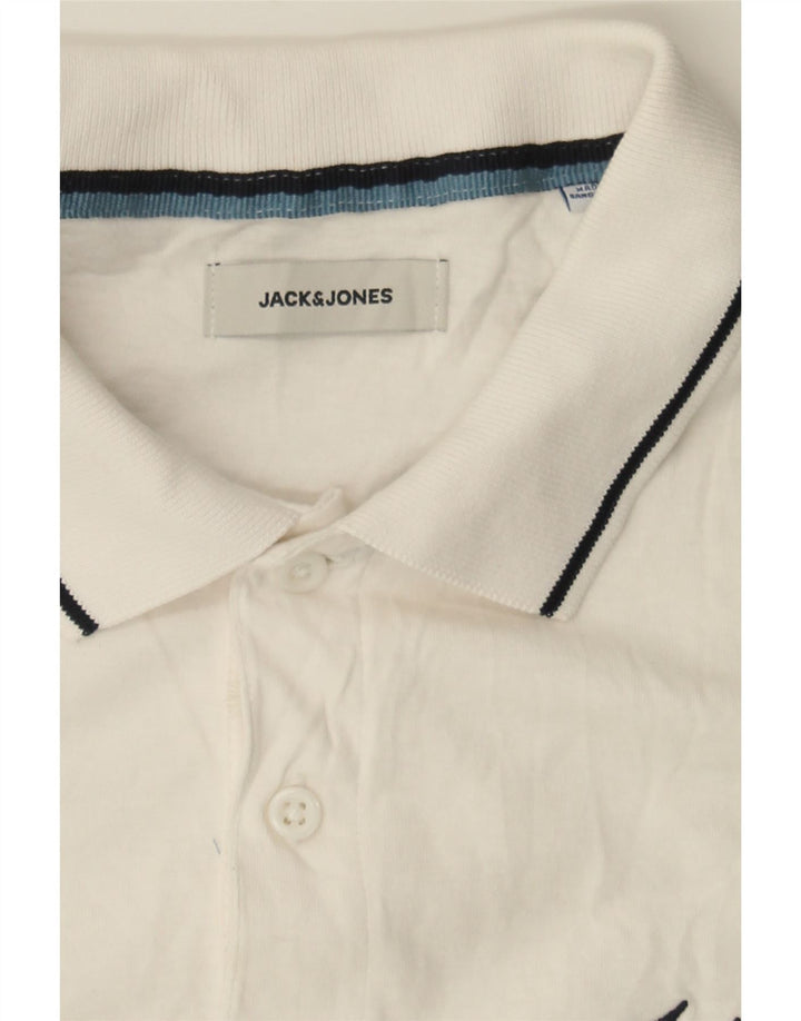 JACK & JONES Mens Polo Shirt Medium White Cotton Vintage Jack & Jones and Second-Hand Jack & Jones from Messina Hembry 