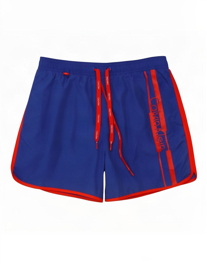 Calvin Klein Short de bain graphique pour homme, petit, bleu, polyester