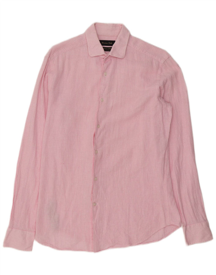 Massimo Dutti Chemise Homme Petit Carreau Rose Coton
