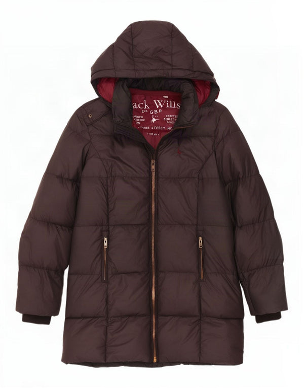 Jack Wills Manteau rembourré à capuche pour femme UK 8 Small Gris Polyester
