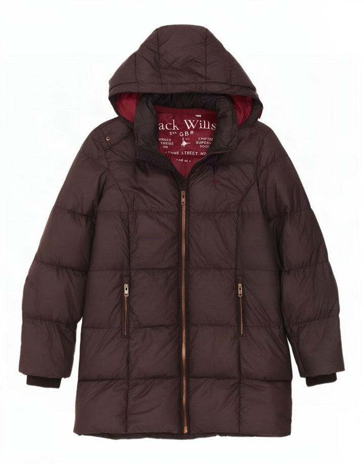 Jack Wills Manteau rembourré à capuche pour femme UK 8 Small Gris Polyester