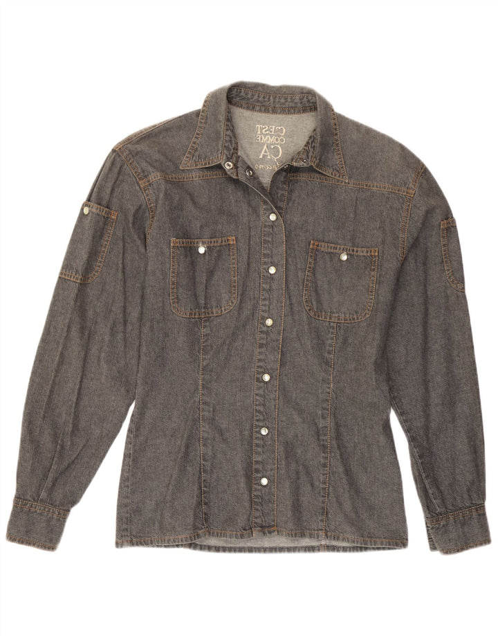 C'EST COMMECA Chemise en Jean Femme UK 16 Large Gris