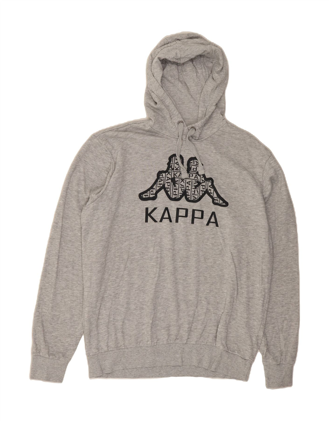 KAPPA Mens Graphic Hoodie Jumper Large Grey Cotton Vintage Kappa and Second-Hand Kappa from Messina Hembry 