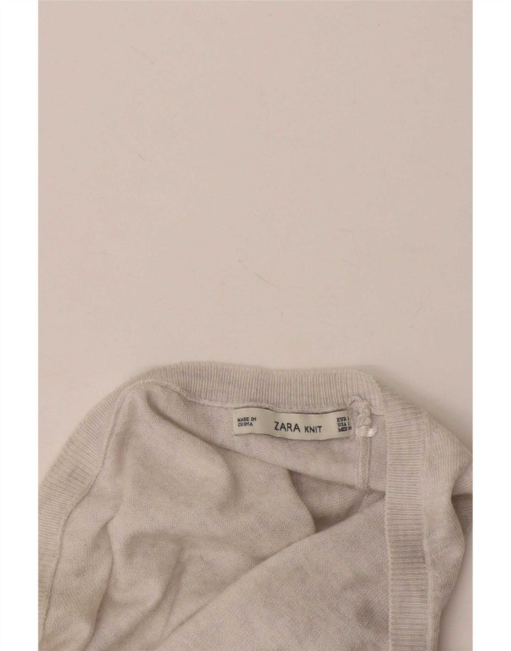 Zara Pull col V pour femme UK 16 Large Gris