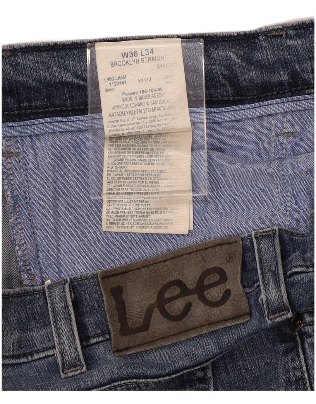 LEE Jean Droit Brooklyn Homme W36 L29 Bleu Coton