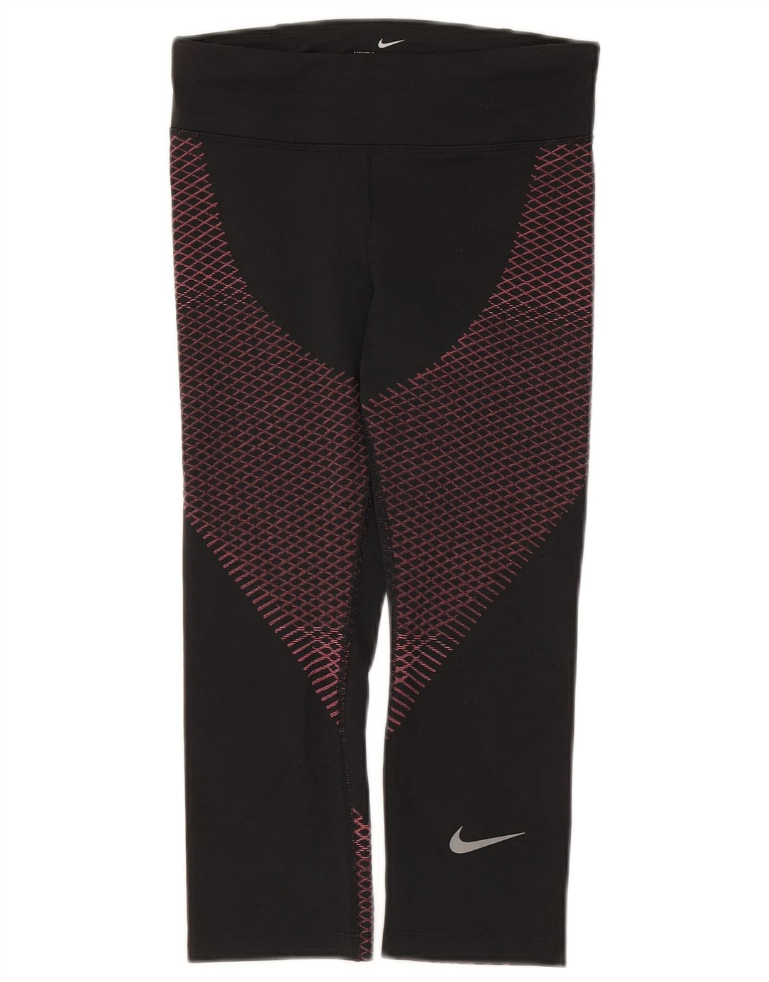 Nike Legging Capri Dri Fit pour femme UK 8 Small Noir Géométrique Polyester