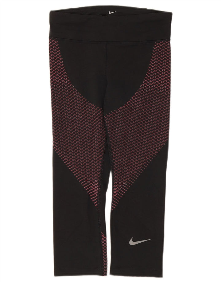 Nike Legging Capri Dri Fit pour femme UK 8 Small Noir Géométrique Polyester