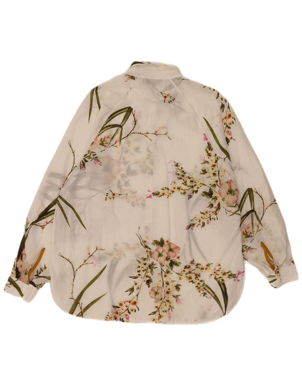 Massimo Dutti Chemise surdimensionnée transparente pour femme EU 36 XS Blanc Floral