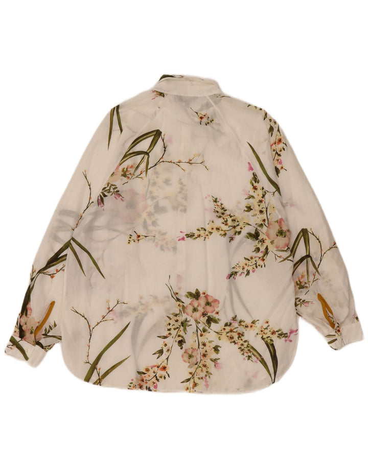 Massimo Dutti Chemise surdimensionnée transparente pour femme EU 36 XS Blanc Floral