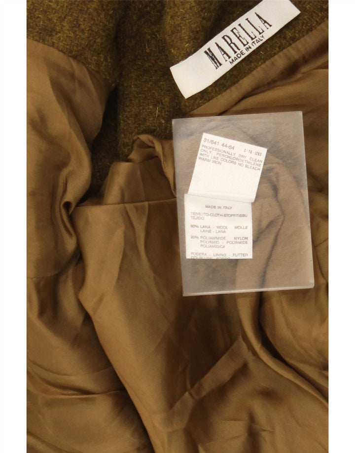Marella Veste Blazer 4 Boutons pour Femme UK 14 Grande Laine Paisley Kaki