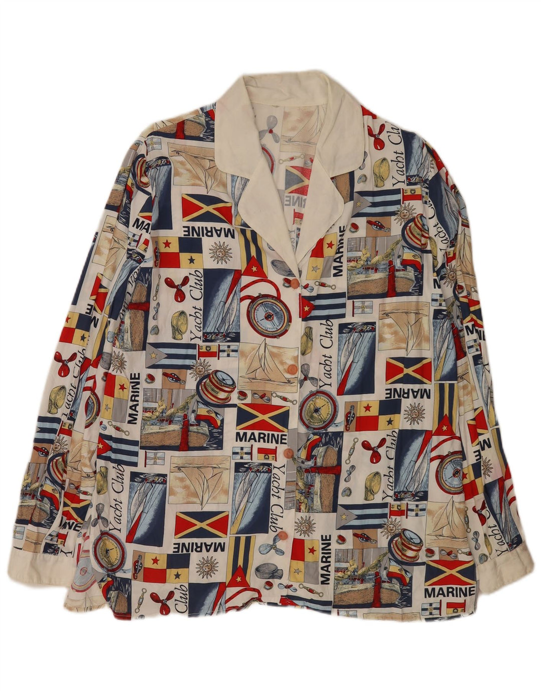 vintage Womens Abstract Graphic Shirt Blouse UK 16 Grand Multicolore