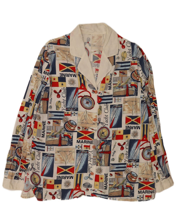 vintage Womens Abstract Graphic Shirt Blouse UK 16 Grand Multicolore