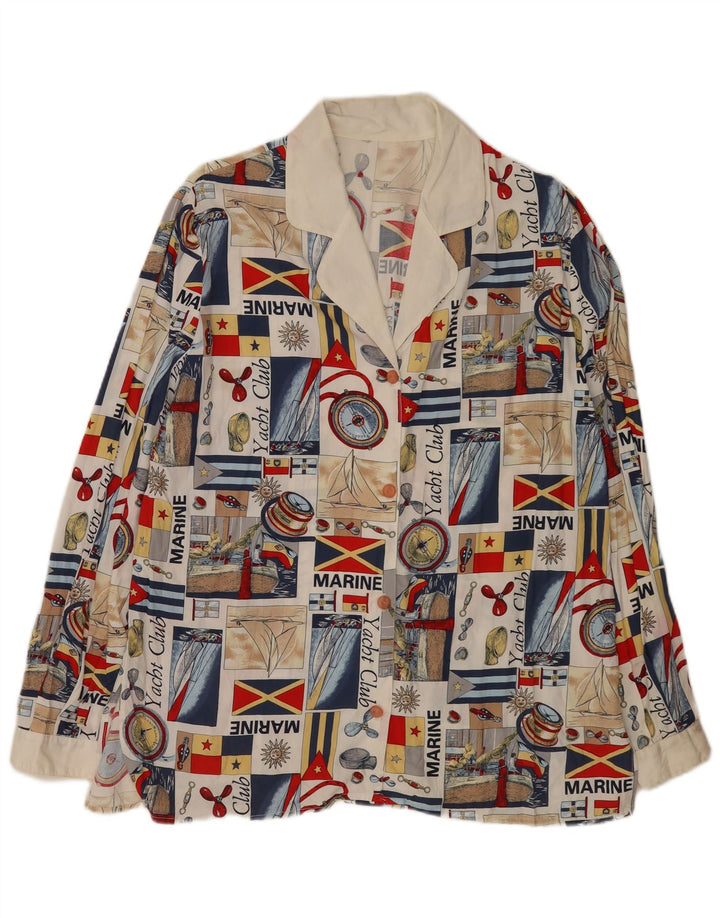 vintage Womens Abstract Graphic Shirt Blouse UK 16 Grand Multicolore