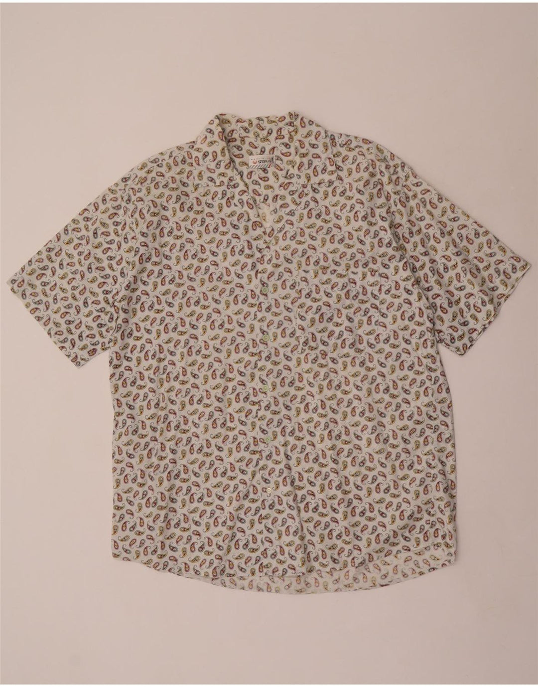 Stefanel Chemise à manches courtes pour homme Grand motif cachemire blanc