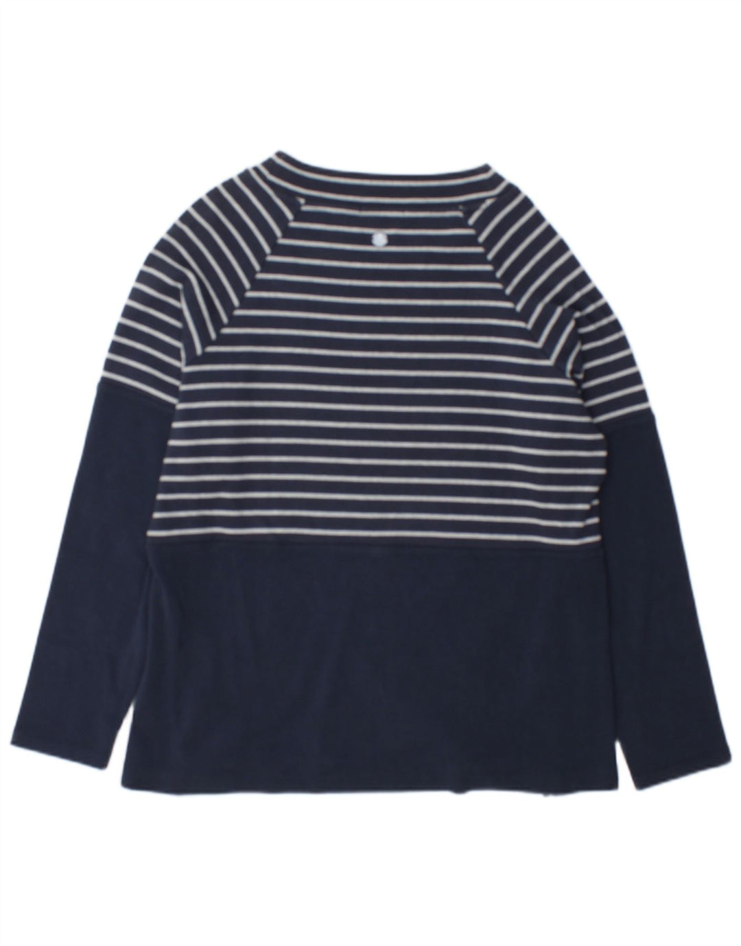 Barbour Haut Femme Manches Longues UK 12 Coton Rayé Bleu Marine Moyen