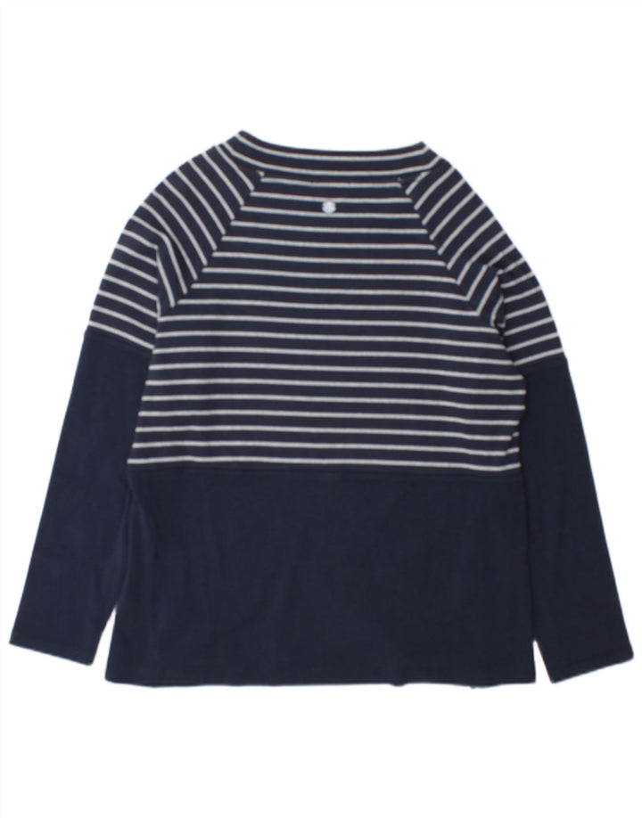 Barbour Haut Femme Manches Longues UK 12 Coton Rayé Bleu Marine Moyen