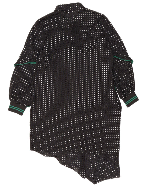 Zara Robe chemise à manches longues pour femme UK 14 Medium Noir tacheté moderne