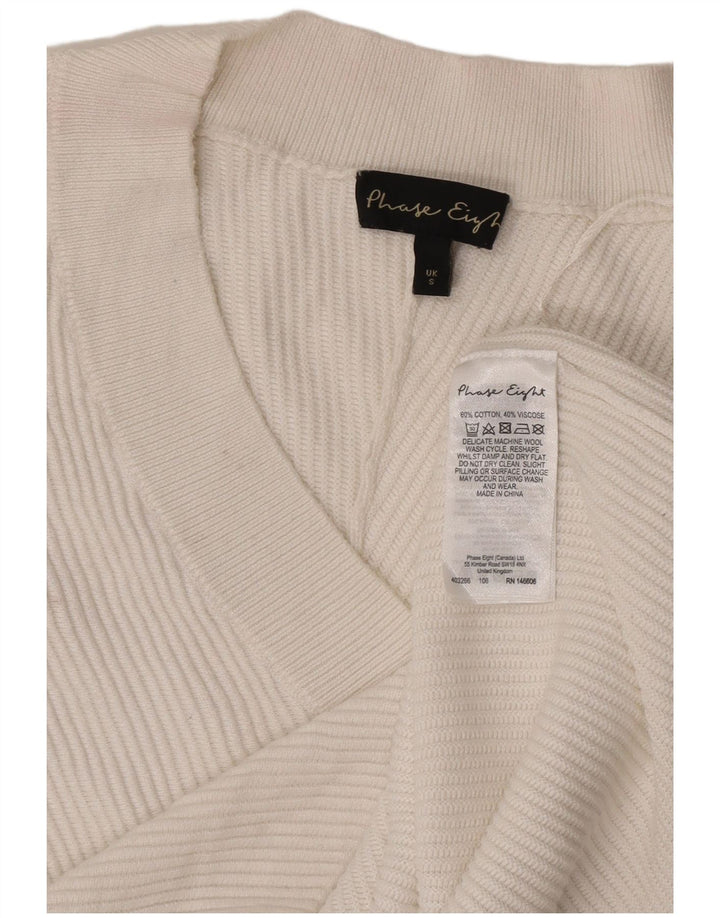 Phase Eight Pull court surdimensionné à col en V pour femme UK 10 Petit Blanc