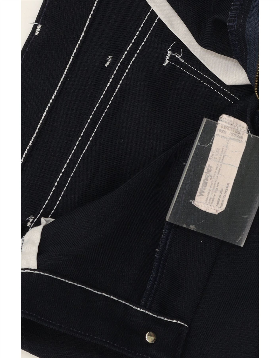WRANGLER Mens Straight Casual Trousers W42 L32 Navy Blue Polyester Vintage Wrangler and Second-Hand Wrangler from Messina Hembry 