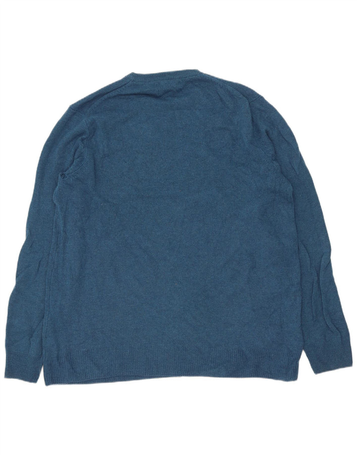 Marks & Spencer Pull à col rond pour homme en laine d'agneau bleue