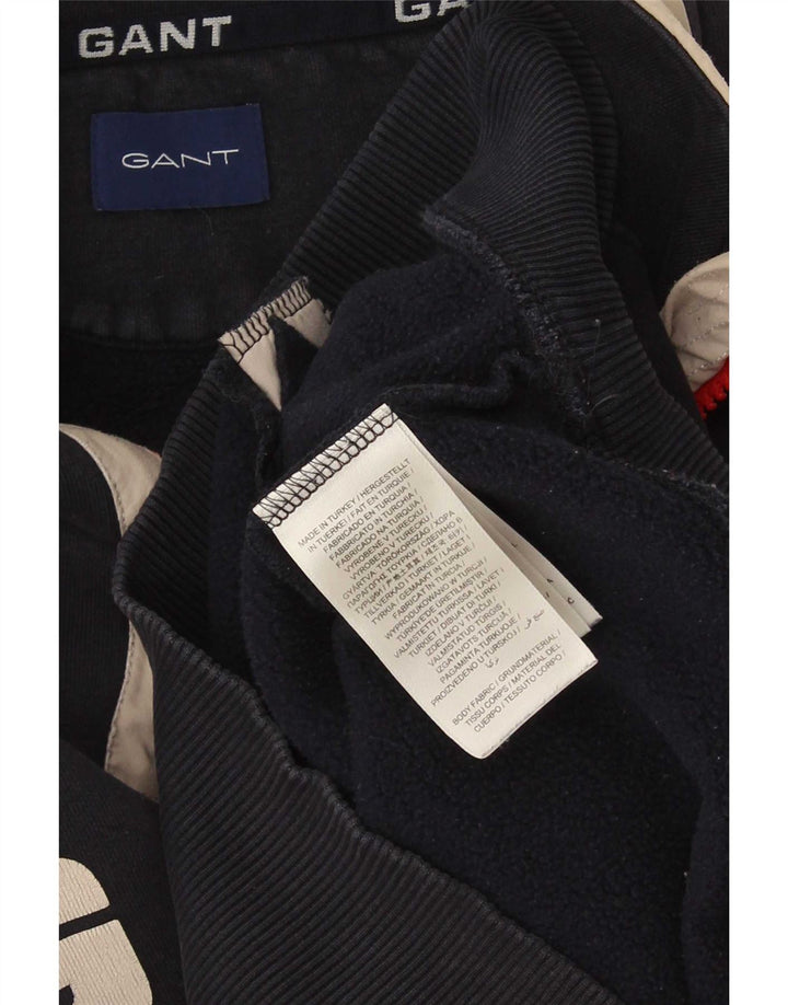 Gant Sweat-shirt graphique à col zippé pour homme, petit, bleu marine, color block