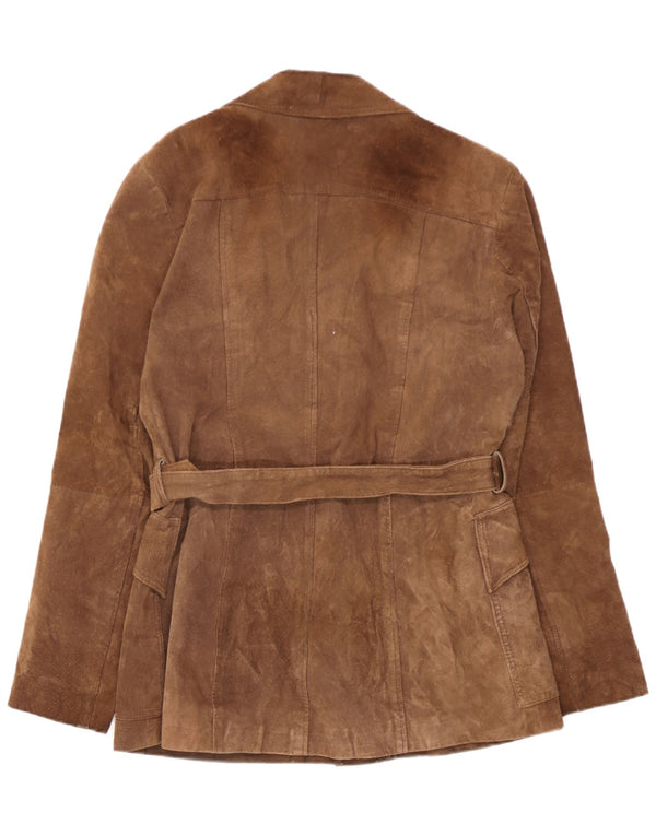 Zabaione Veste en daim pour femme UK 14 Grand cuir marron