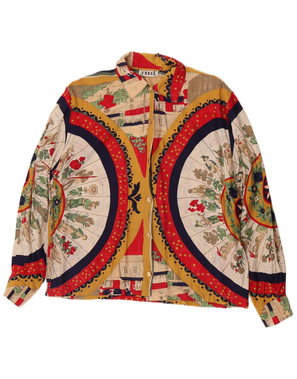 chemise graphique femme vintage UK 16 Grand floral multicolore