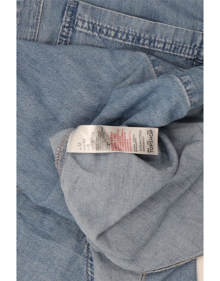 Topshop Chemise en jean pour femme UK 12 Bleu moyen Coton
