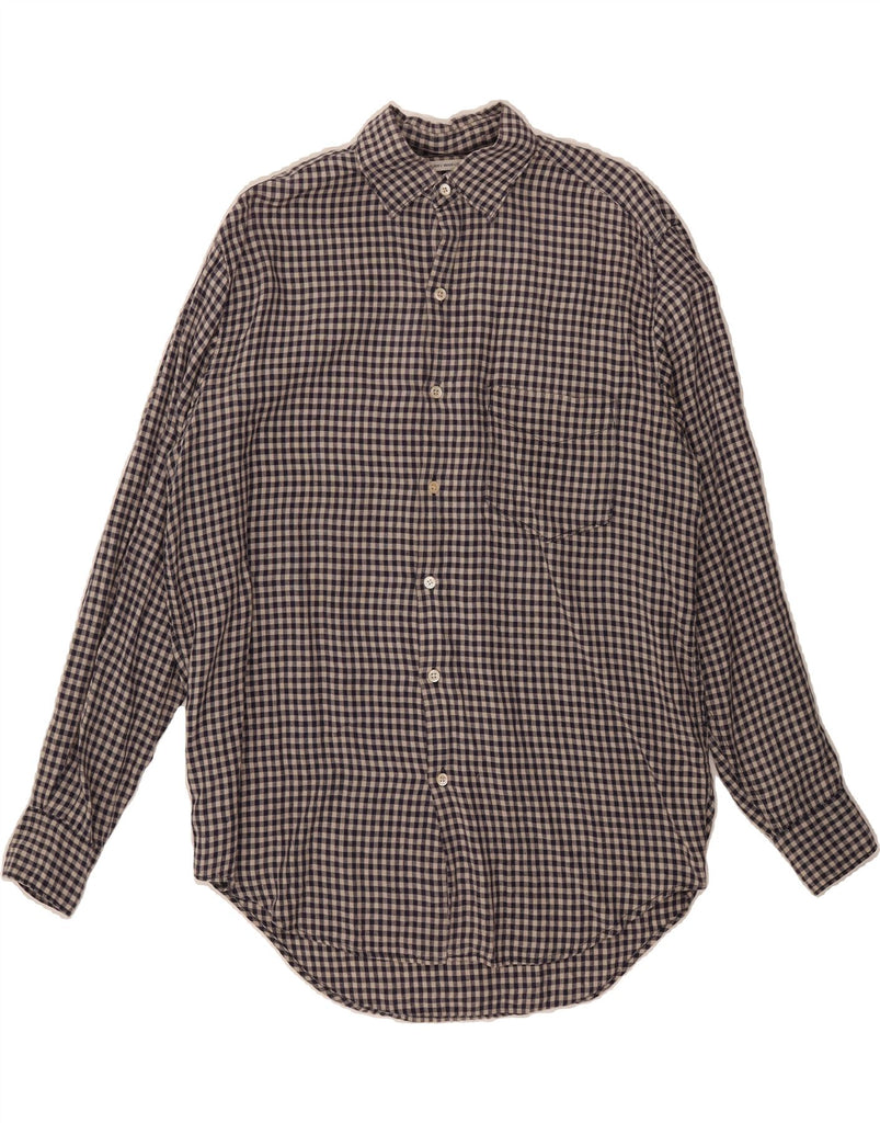 BANANA REPUBLIC Mens Shirt Small Grey Gingham Linen Vintage Banana Republic and Second-Hand Banana Republic from Messina Hembry 