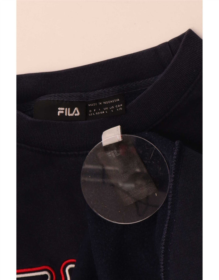 Fila Sweat-shirt graphique pour hommes, grand, bleu marine, coton