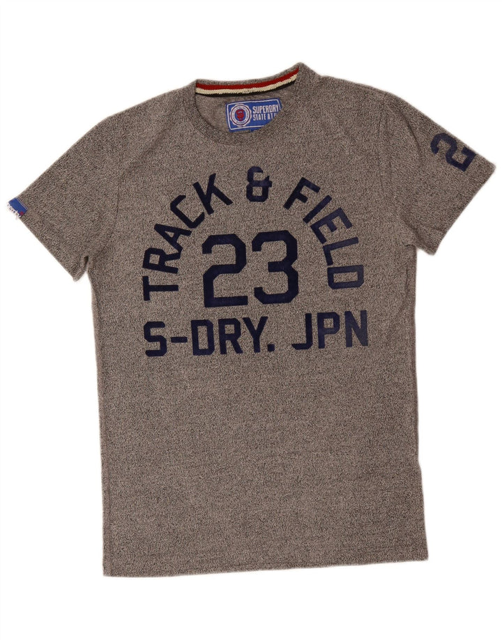 SUPERDRY T-Shirt Graphique Track & Field Homme Petit Gris Coton
